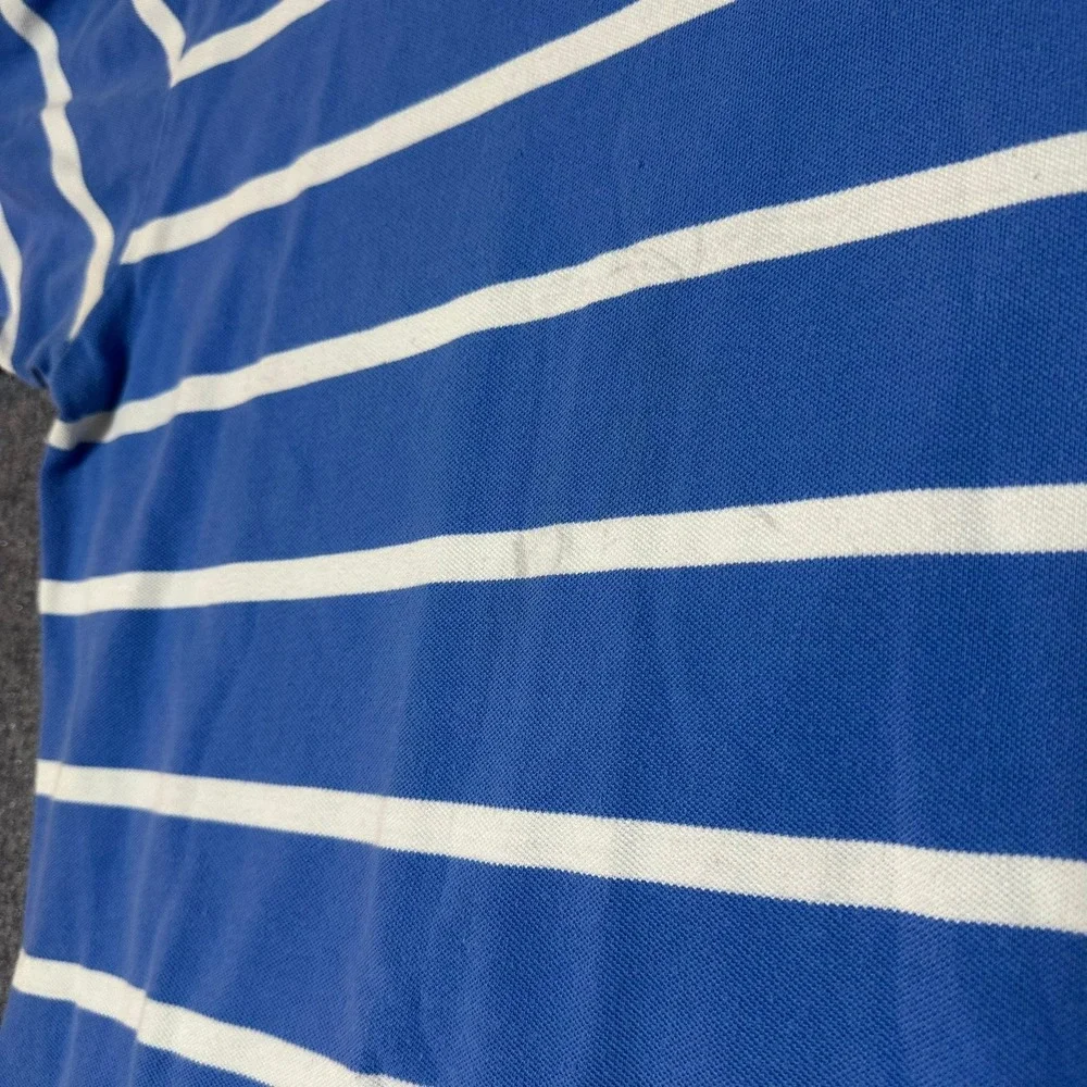 Polo Ralph Lauren Mens 2XL Big Blue White Striped Short Sleeve Pique Polo Shirt